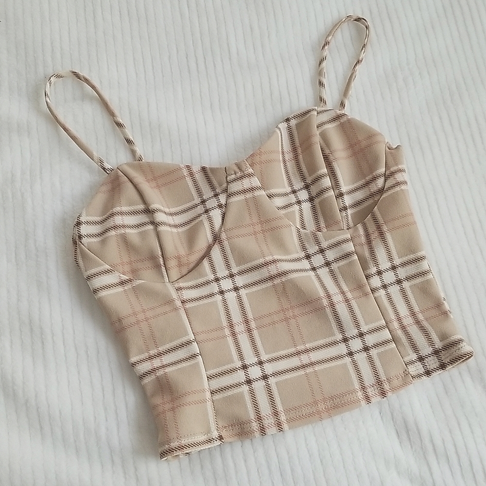 Timing Plaid Corset Crop Top